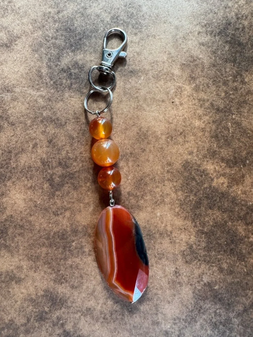 Boho, hippie purse, charm/keychain with Carnellian